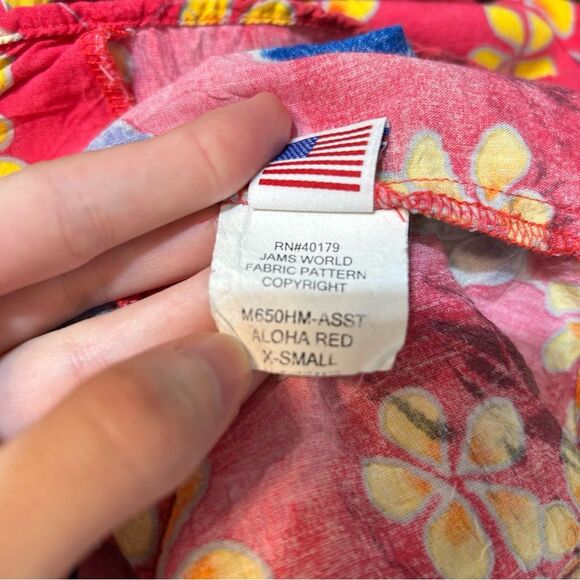 Jams World Men's Aloha Floral Hawaiian Button Front Short Sleeve Shirt Aloha Red - Picture 9 of 10